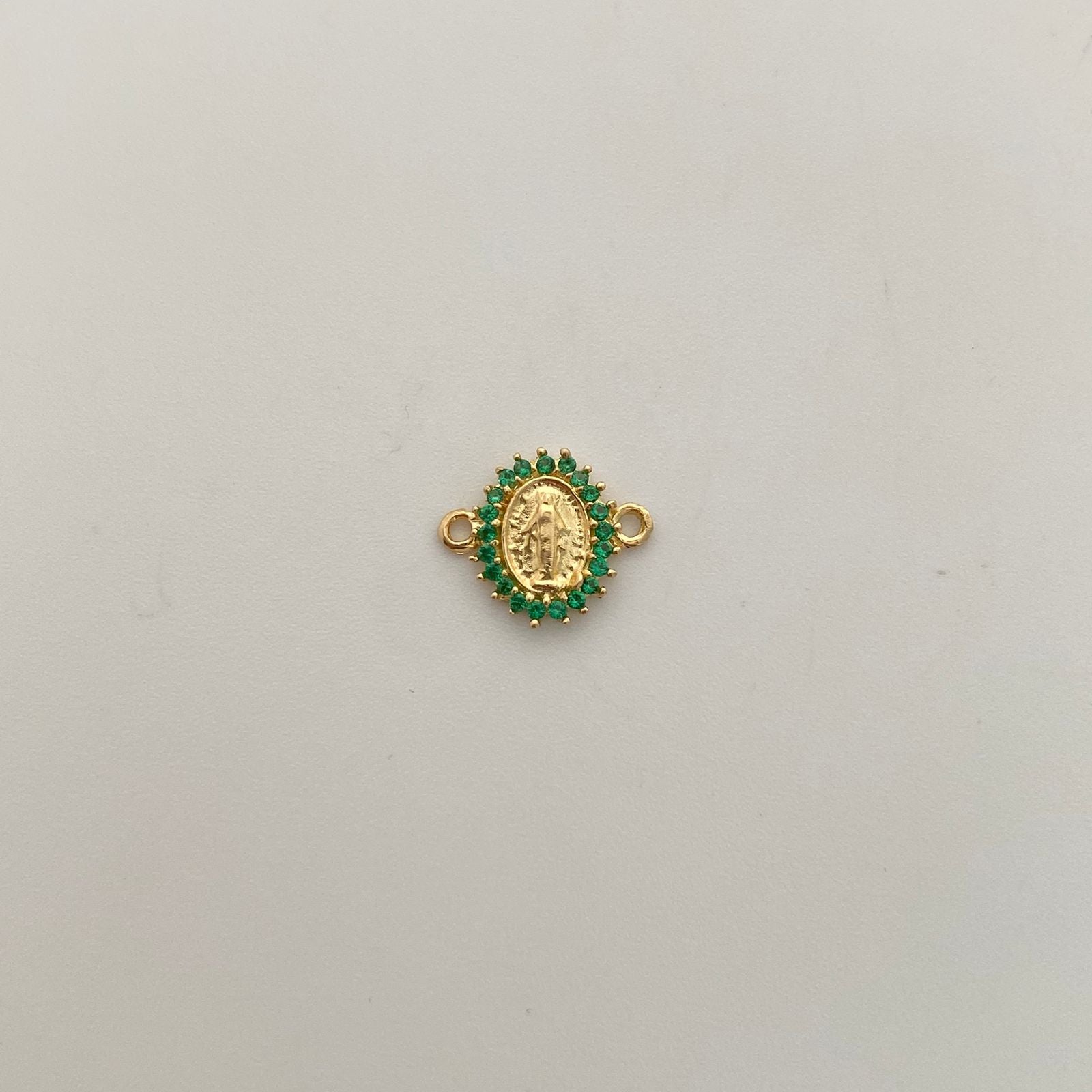 Herraje Virgen Milagrosa circones verdes Oro amarillo 18k 0,75 Gr / 1,2 Cm