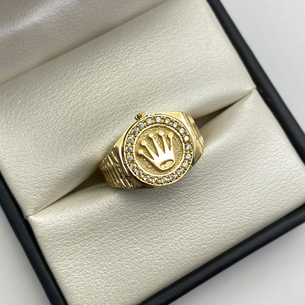 Anillo Corona rx circones blancos Oro amarillo 18k / Talla 11 / 7,65 Gr / 6,6 mm