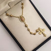 Rosario bola diamantada 4 y 5 virgen guadalupe circones multicolor Oro amarillo 18k 10,78 Gr / 60 Cm
