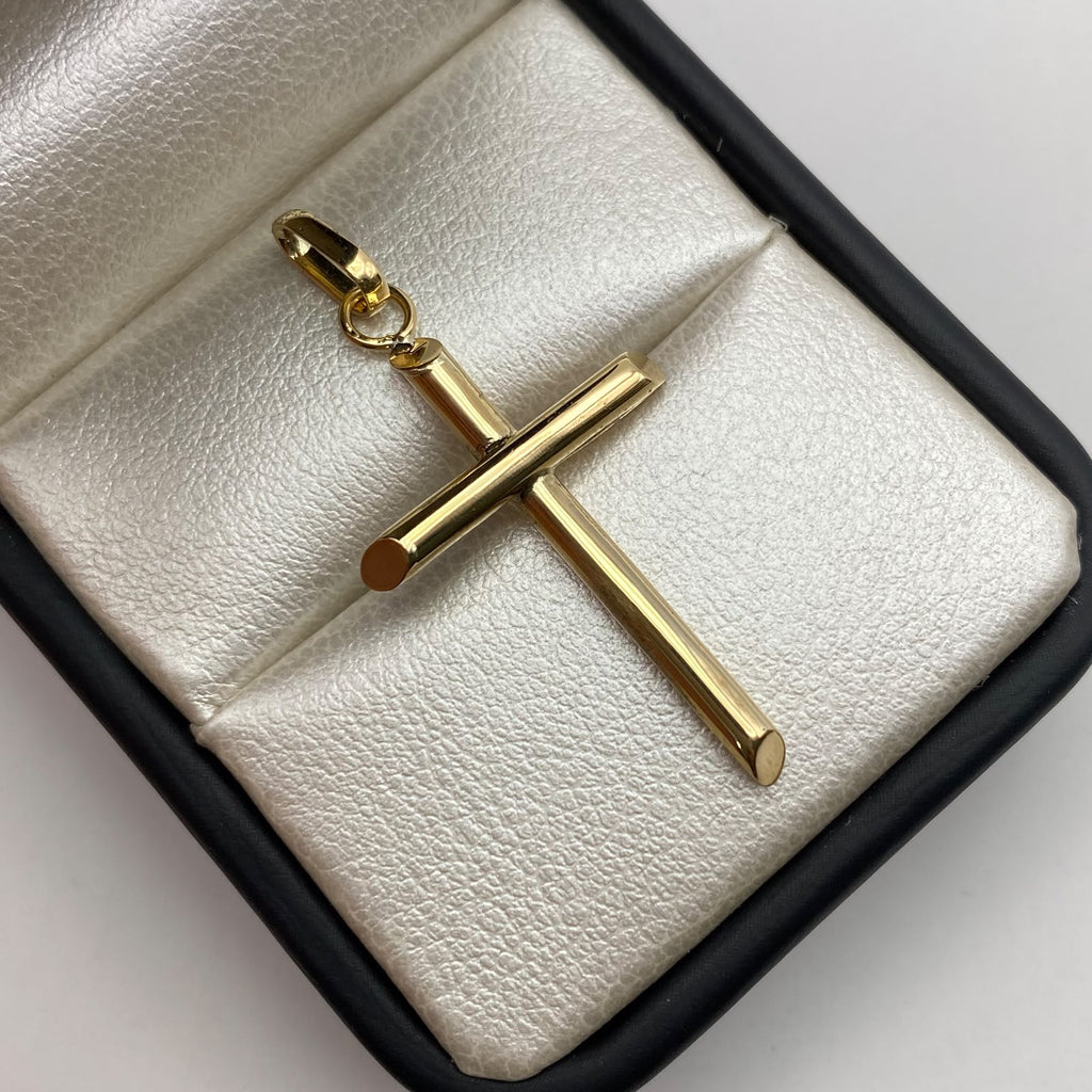 Dije cruz tubular lisa Oro amarillo 1,1 Gr / 4 Cm
