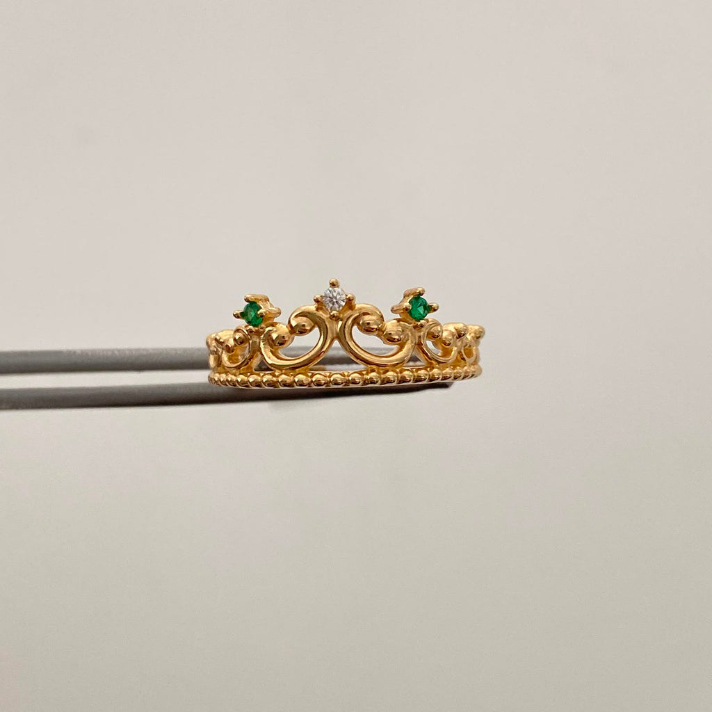 Anillo 15 Corona Casting Verde Oro amarillo 18k / Talla 6 / 2,25 Gr