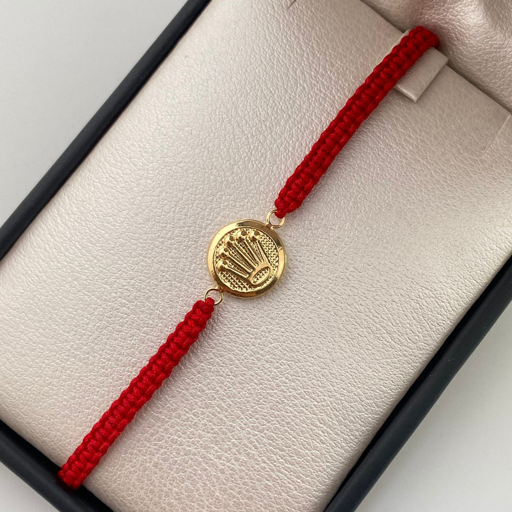 Pulsera tejida herraje corona rx oro amarillo 18k 0,95 gr
