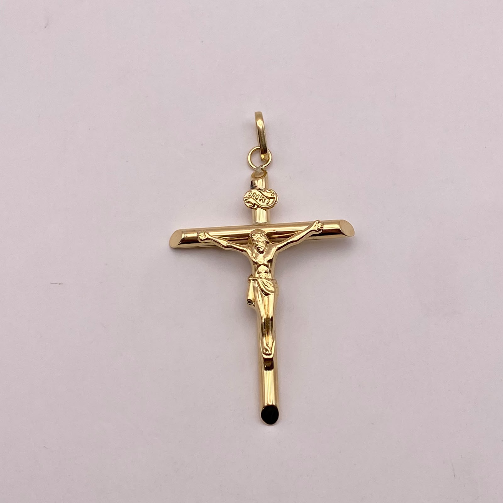 Dije cruz cristo tubular diamantada Oro amarillo 1,45 Gr / 4,5 Cm