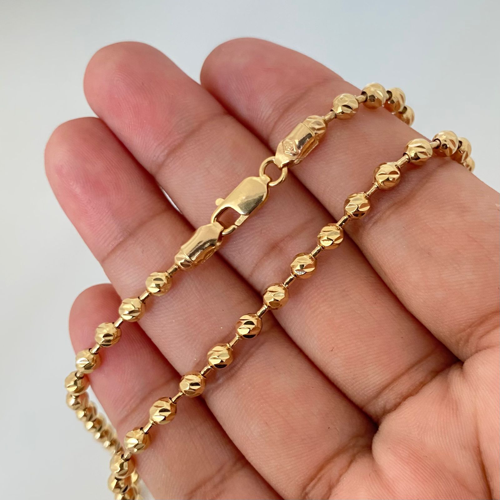 Cadena militar balin diamantado Oro amarillo 18k +1 / 27,10 Gr / 4,0 mm / 70 Cm Broche 0,80