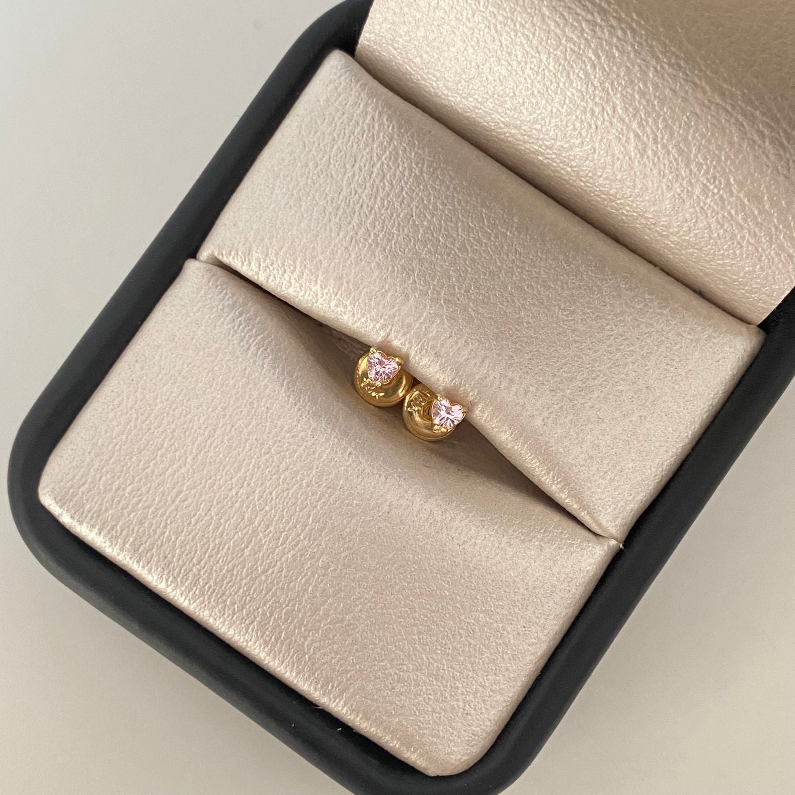 Topos corazon circon rosa Oro amarillo 18k 0,5 Gr / 3,05 mm