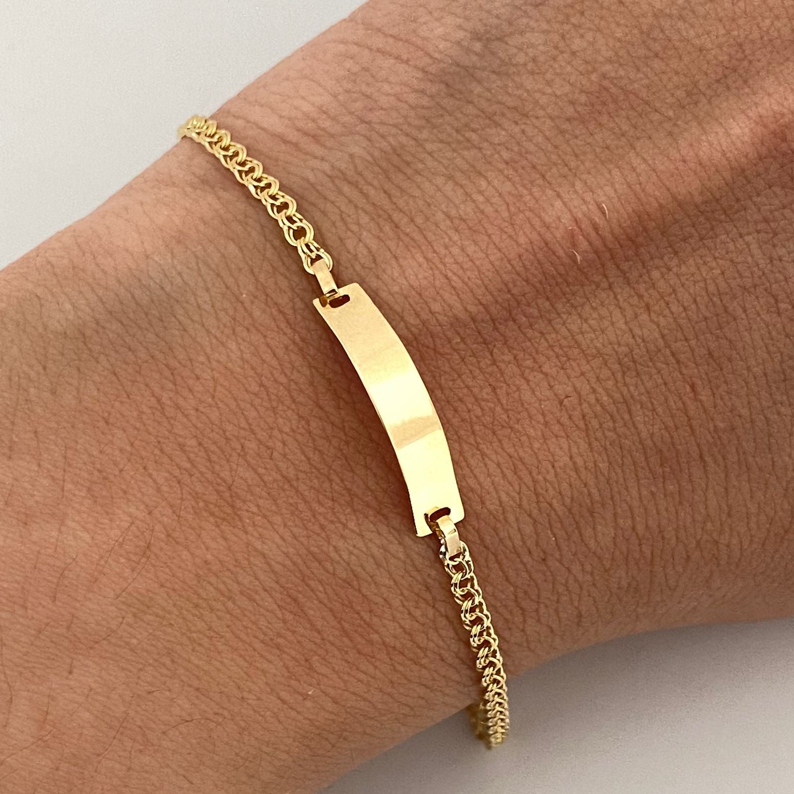 Pulso bebé con herraje placa lisa  Oro amarillo 18k 1,45 Gr / 15 Cm  Broche 0,15