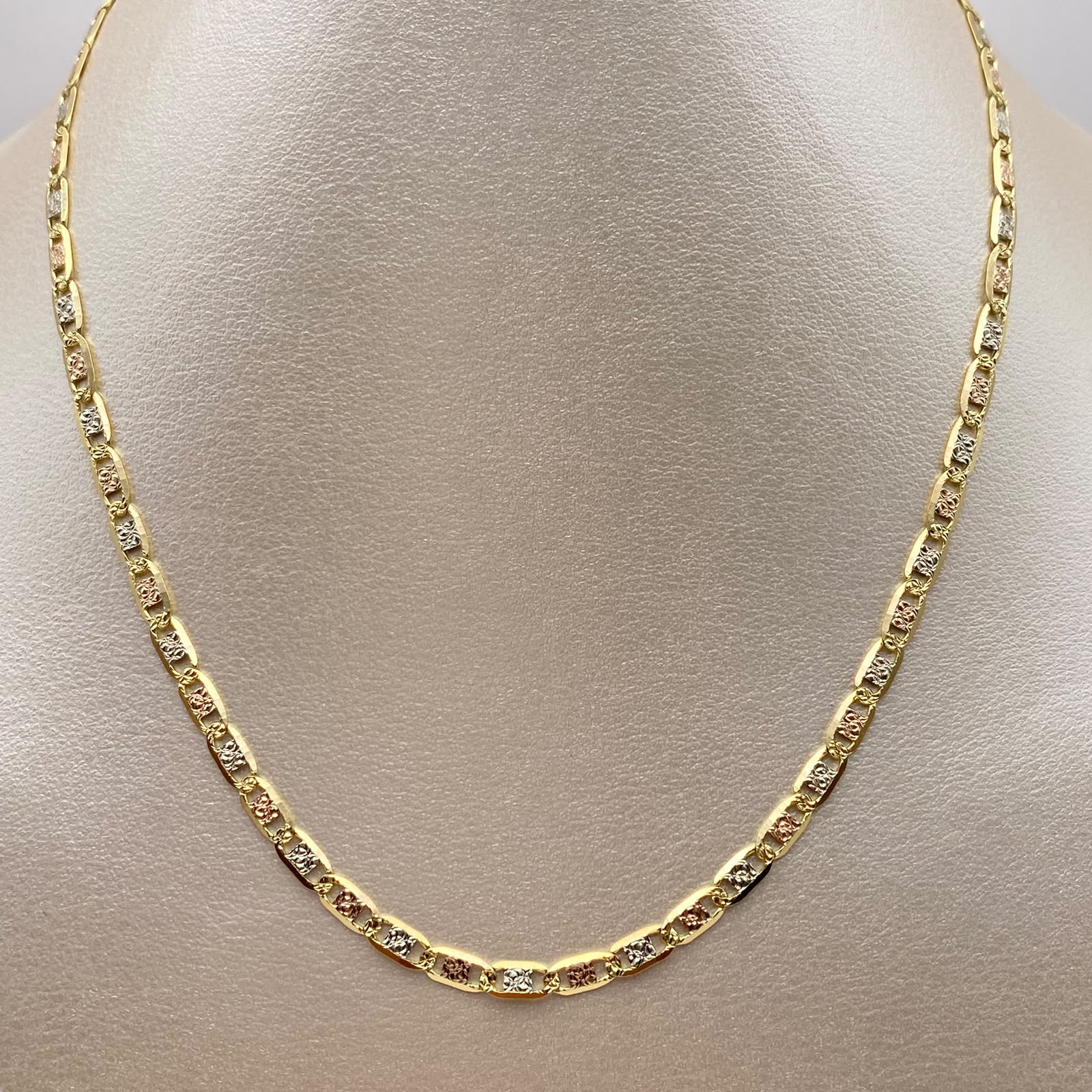 Cadena It Plana Diamantada Tres oros 18k 13 Gr / 3,5 mm / 60 Cm