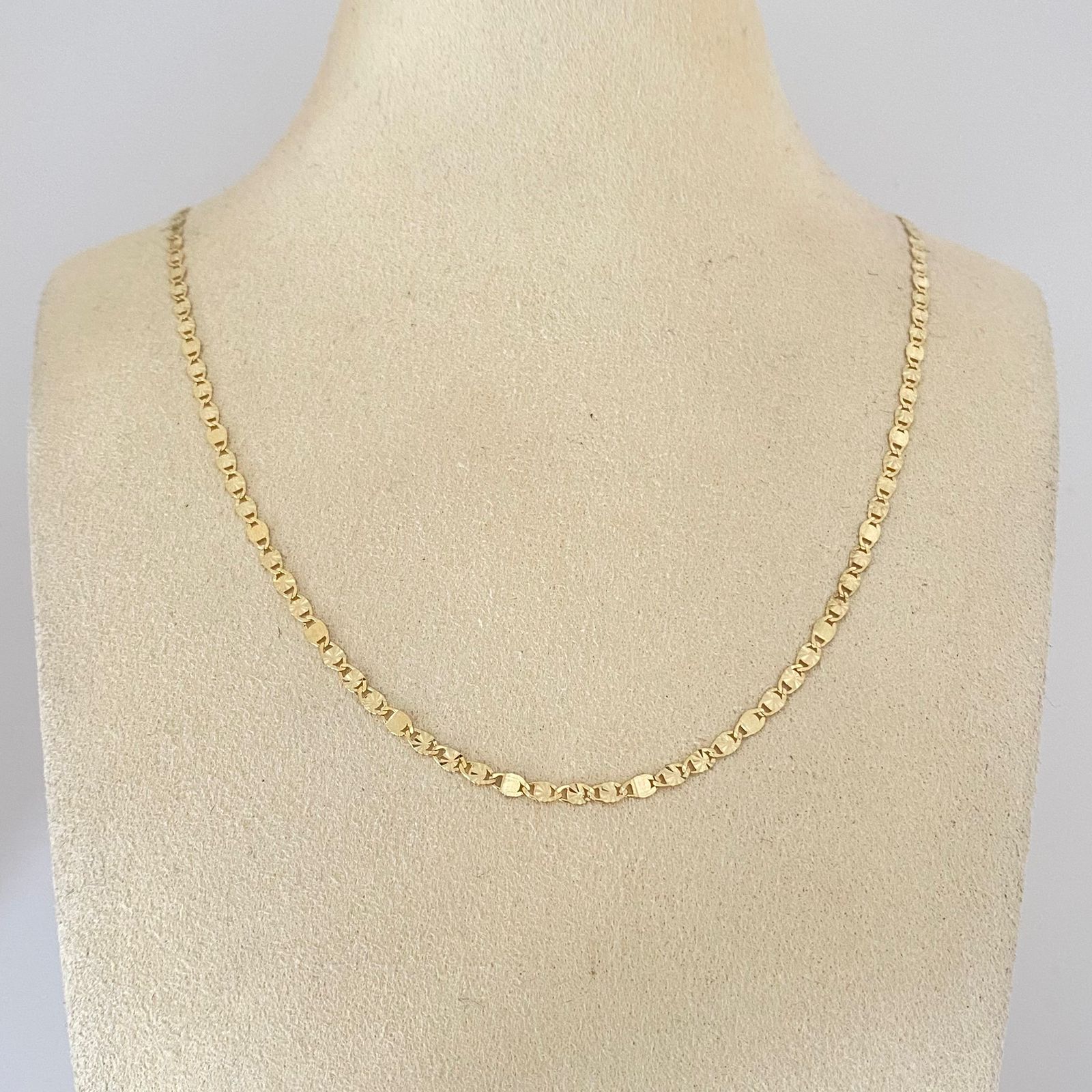 Cadena It tejido flor espejo diamantada y lisa Oro amarillo 18k 3 Gr / 2,5 mm / 60 Cm