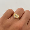 Anillo oso circones Oro amarillo 18k / Talla 8 / 2,15 Gr / 2 mm