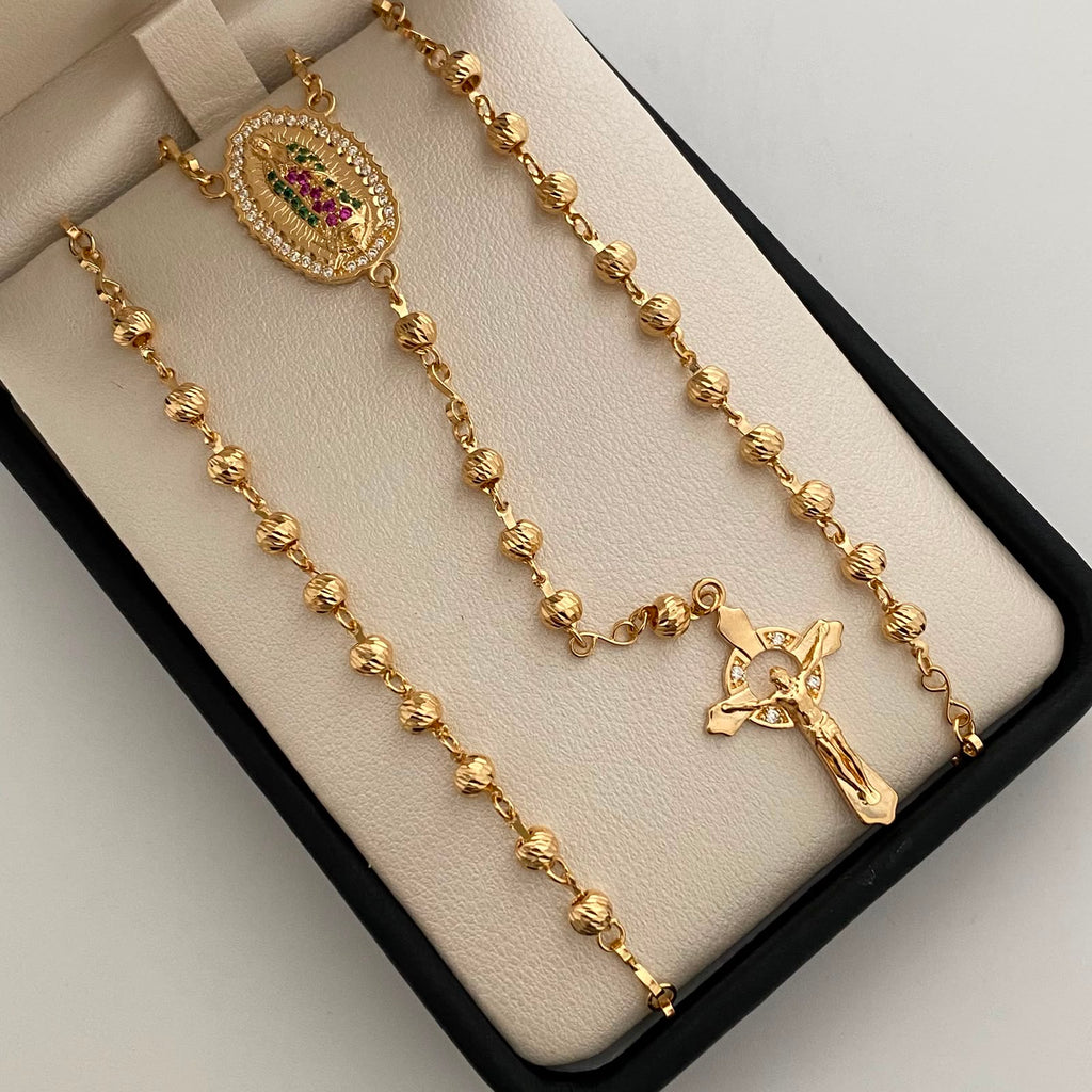 Rosario Virgen de Guadalupe Casting Oro amarillo 18k 14,10 Gr / 4 mm / 55 Cm Broche 0,40