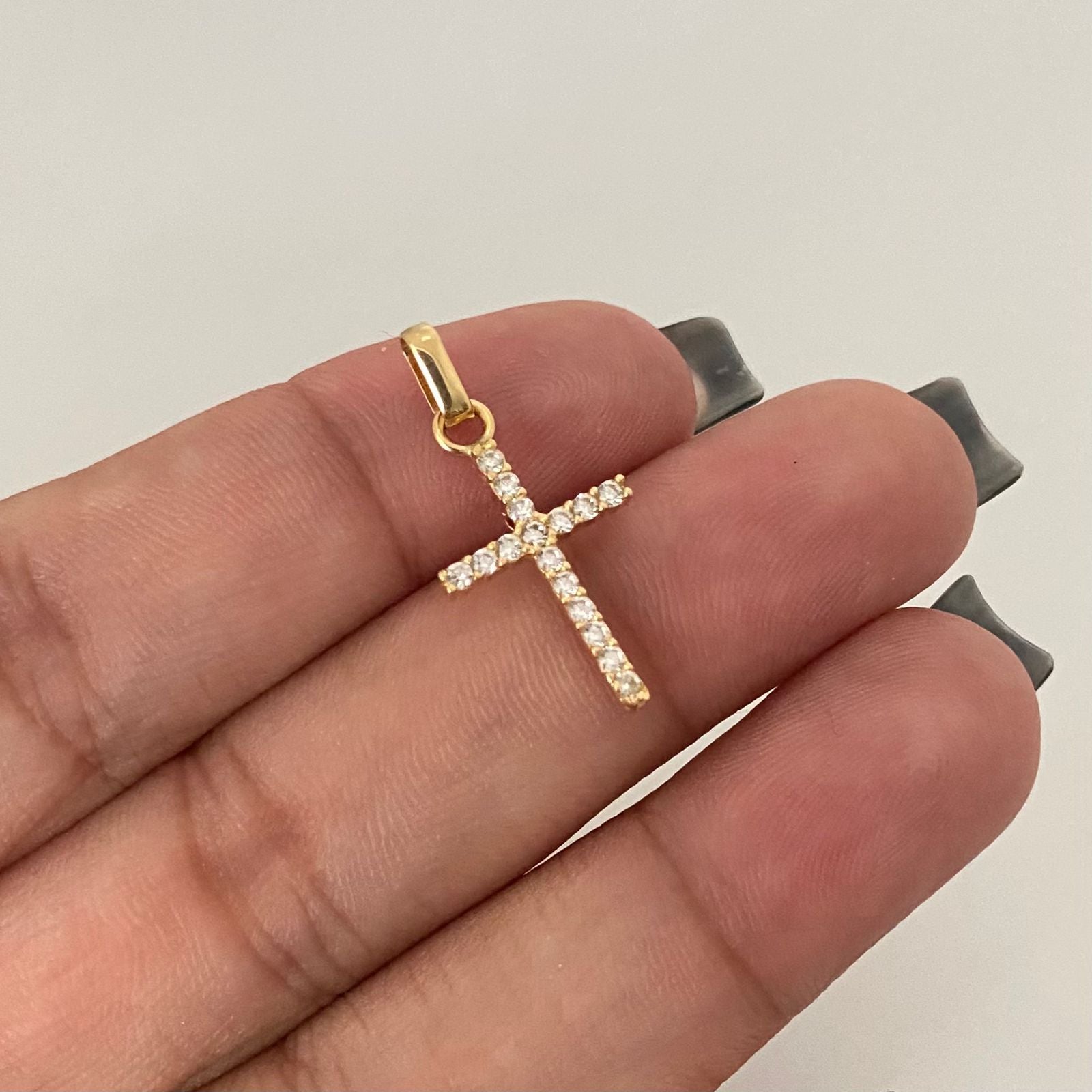 Dije cruz casting blanco Oro amarillo 18k 1,2 Gr / 3,5 Cm
