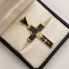 Dije cruz virgen milagrosa circones negros Oro amarillo 18k 7,45 Gr / 25,7 mm / 5 Cm