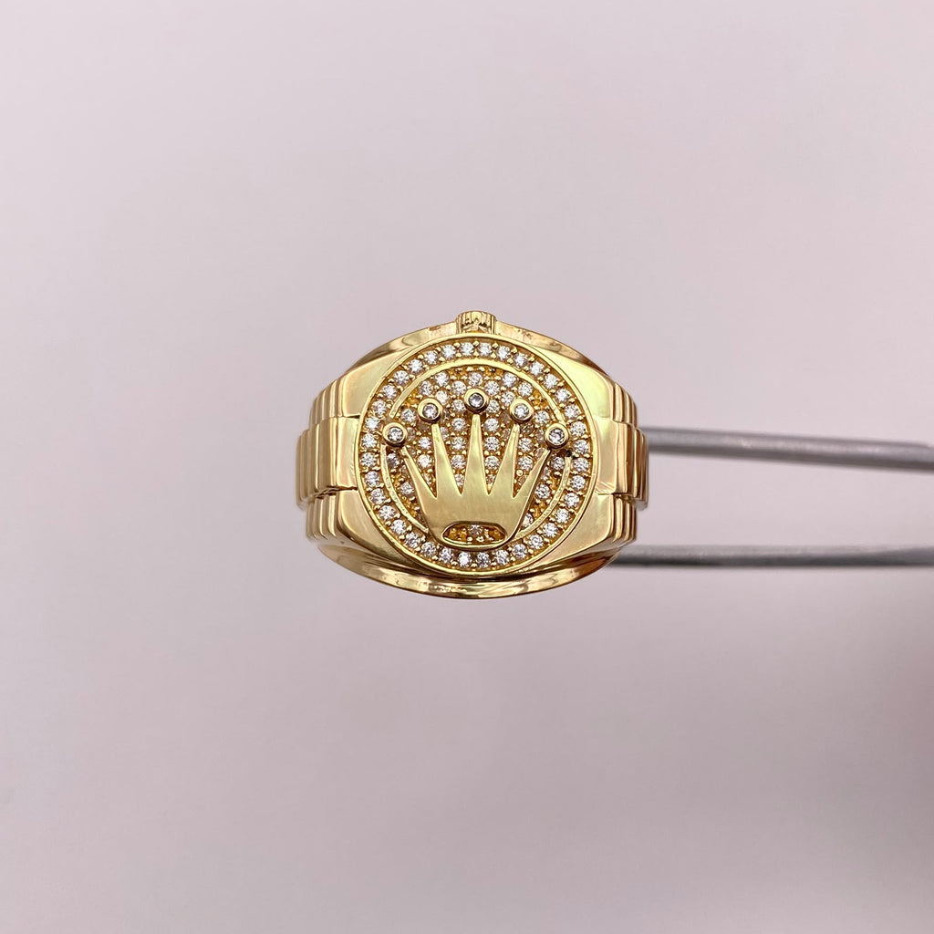 Anillo corona rx circones blancos Oro amarillo 18k / Talla 11 3/4 / 9,8 Gr / 8,66 mm