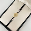 Pulsera tejida silueta corona borde casting bolas #4 diamantadas Oro amarillo y Oro blanco 18k 2,25 Gr