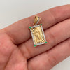 Dije Rectangular Casting Verde y Blanco Virgen de Guadalupe Oro amarillo 18k 3,25 Gr / 11, mm / 2,5 Cm
