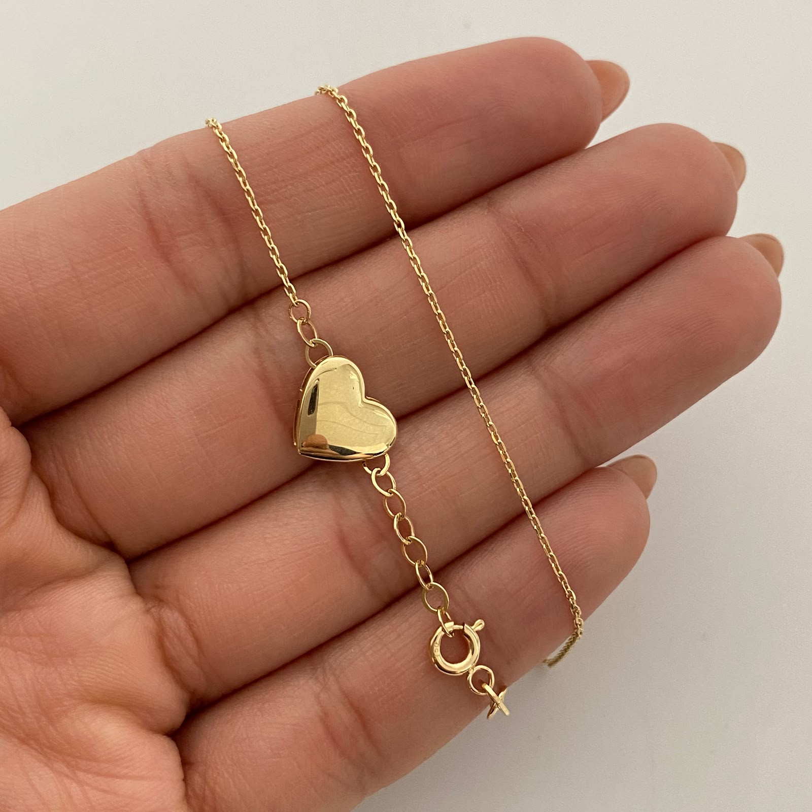 Cadena It Mini Rollon Dije corazon Pasante Oro amarillo 18k +4 / 2,4 Gr / 0,7 mm / 45 Cm