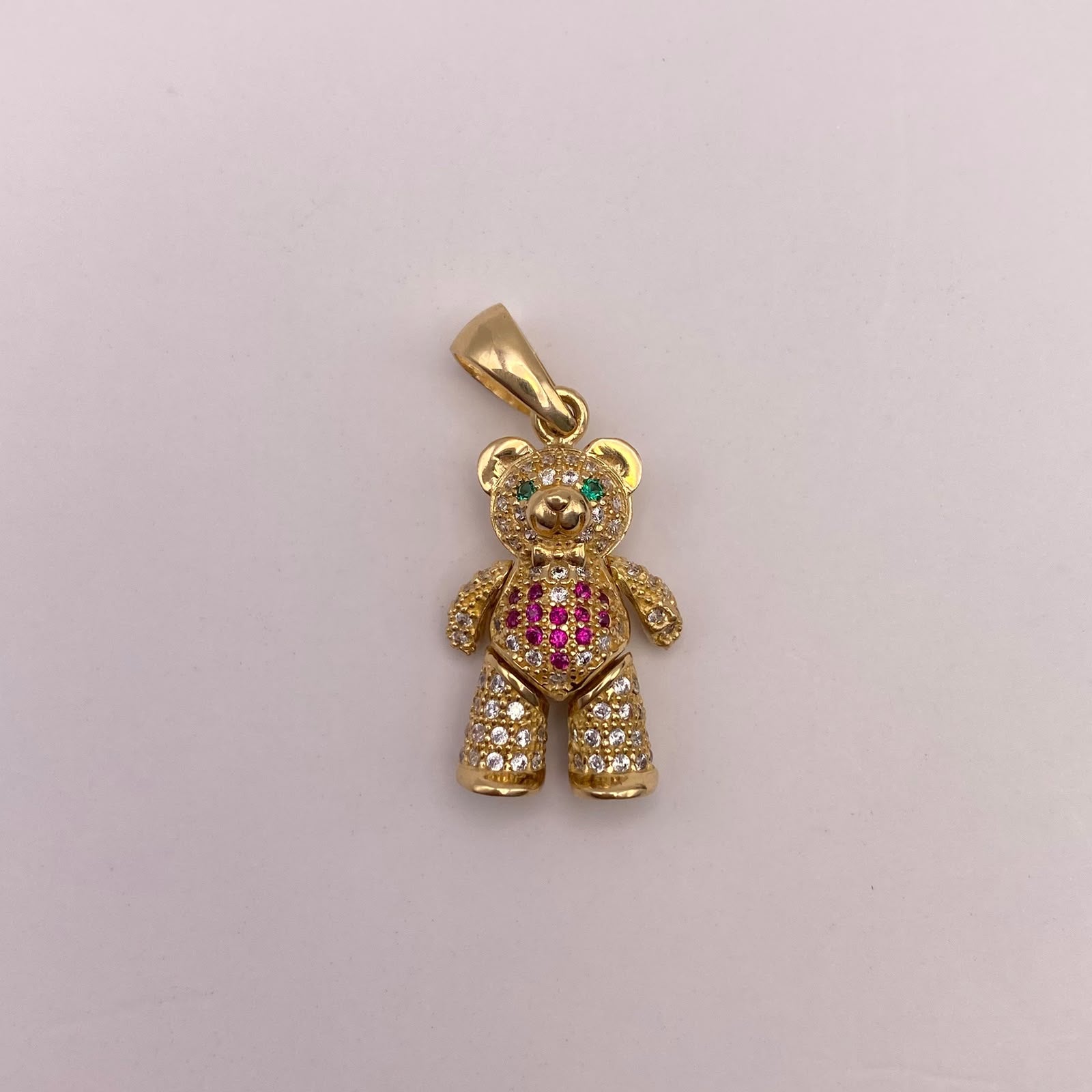 Dije oso articulado circones multicolor Oro amarillo 18k 4,75 Gr / 13,45 mm / 3 Cm