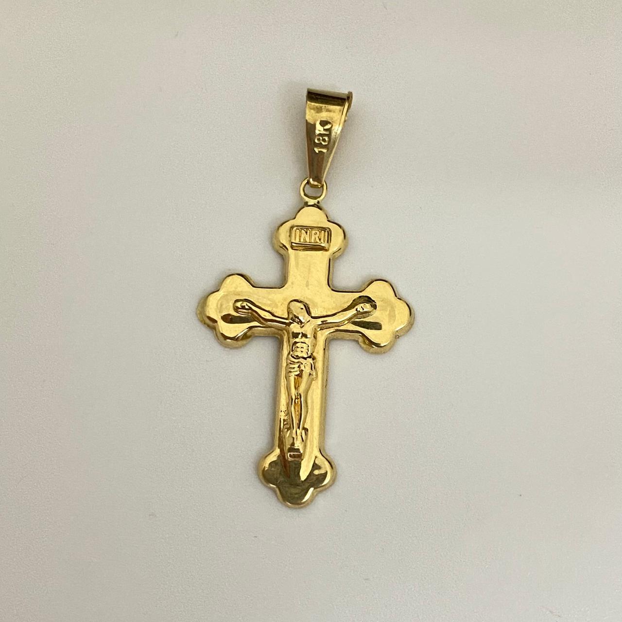 Dije cruz cristo fondo liso Oro amarillo 18k 2,0 Gr / 5,0 Cm