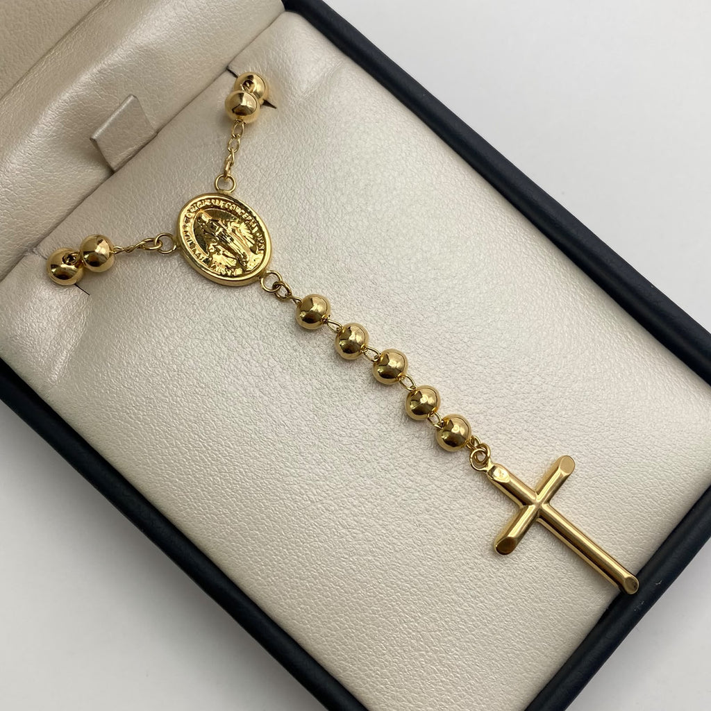Rosario virgen milagrosa balines lisos Oro amarillo 18k 12,7 Gr / 5 mm / 50 Cm