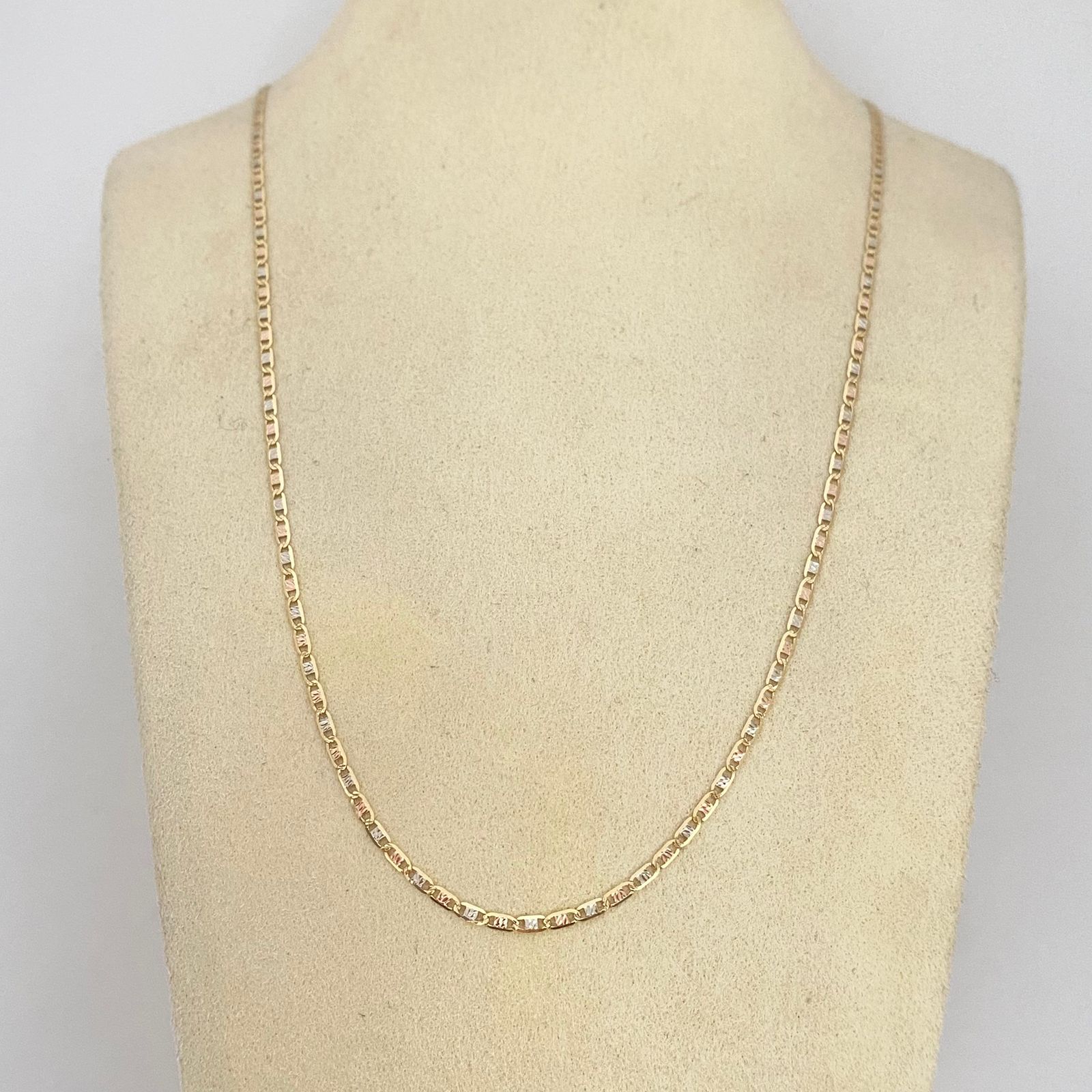 Cadena It plana diamantada tres oros 18k 2,05 Gr / 1,640 mm / 40 Cm