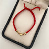 Pulsera tejida centro herraje corazón inflado balines lisos #4 Oro amarillo 18k 0,65 Gr