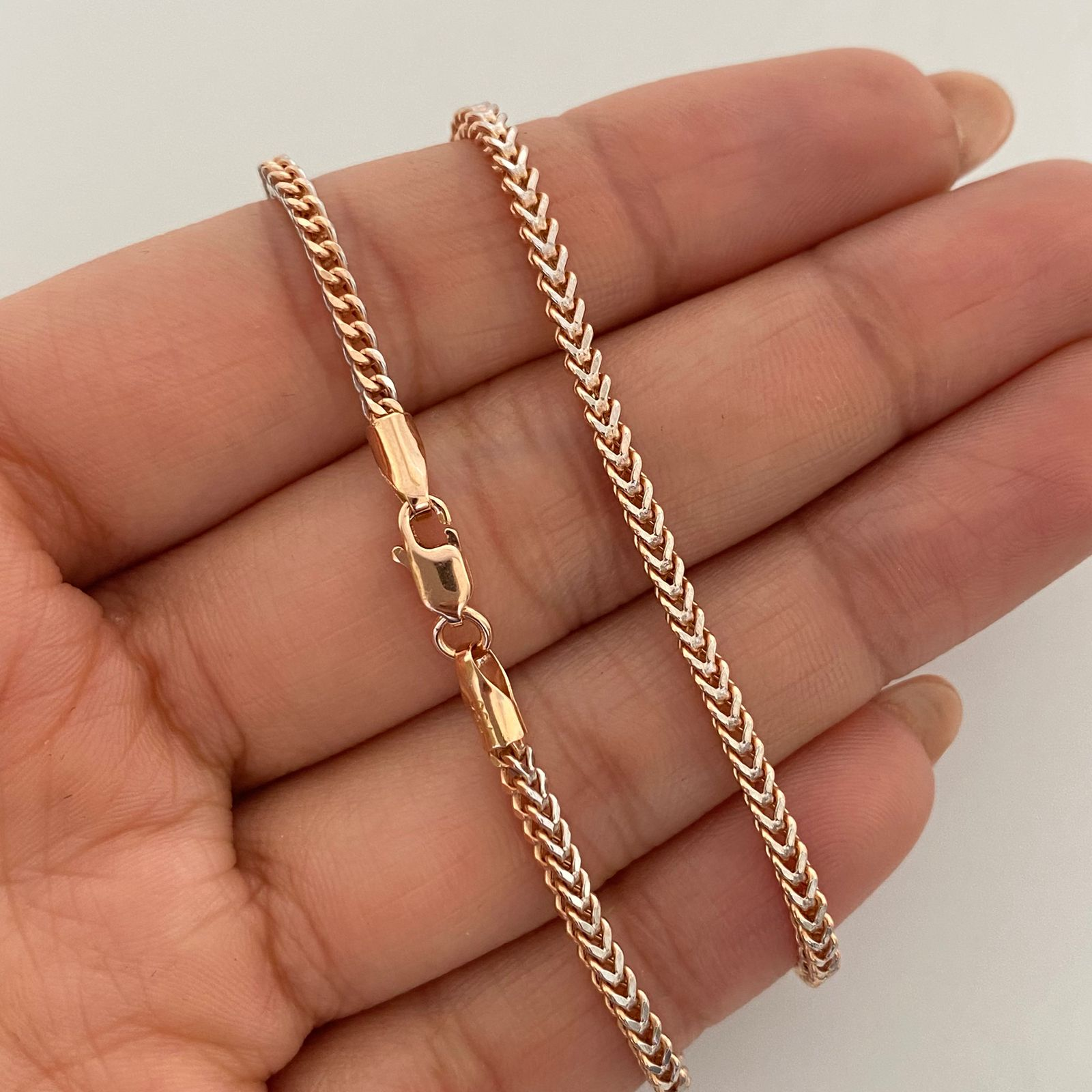 Cadena It franco  Oro blanco y Oro rosa 18k +1 / 8,3 Gr / 2,1 mm / 60 Cm