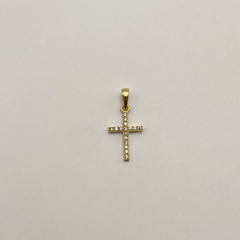 Dije Cruz circones blancos Oro amarillo 18k 0,65 Gr / 9,7 mm / 2 Cm