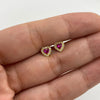 Topos corazón circones blancos y fucsia Oro amarillo 18k 0,9 Gr / 6,23 mm