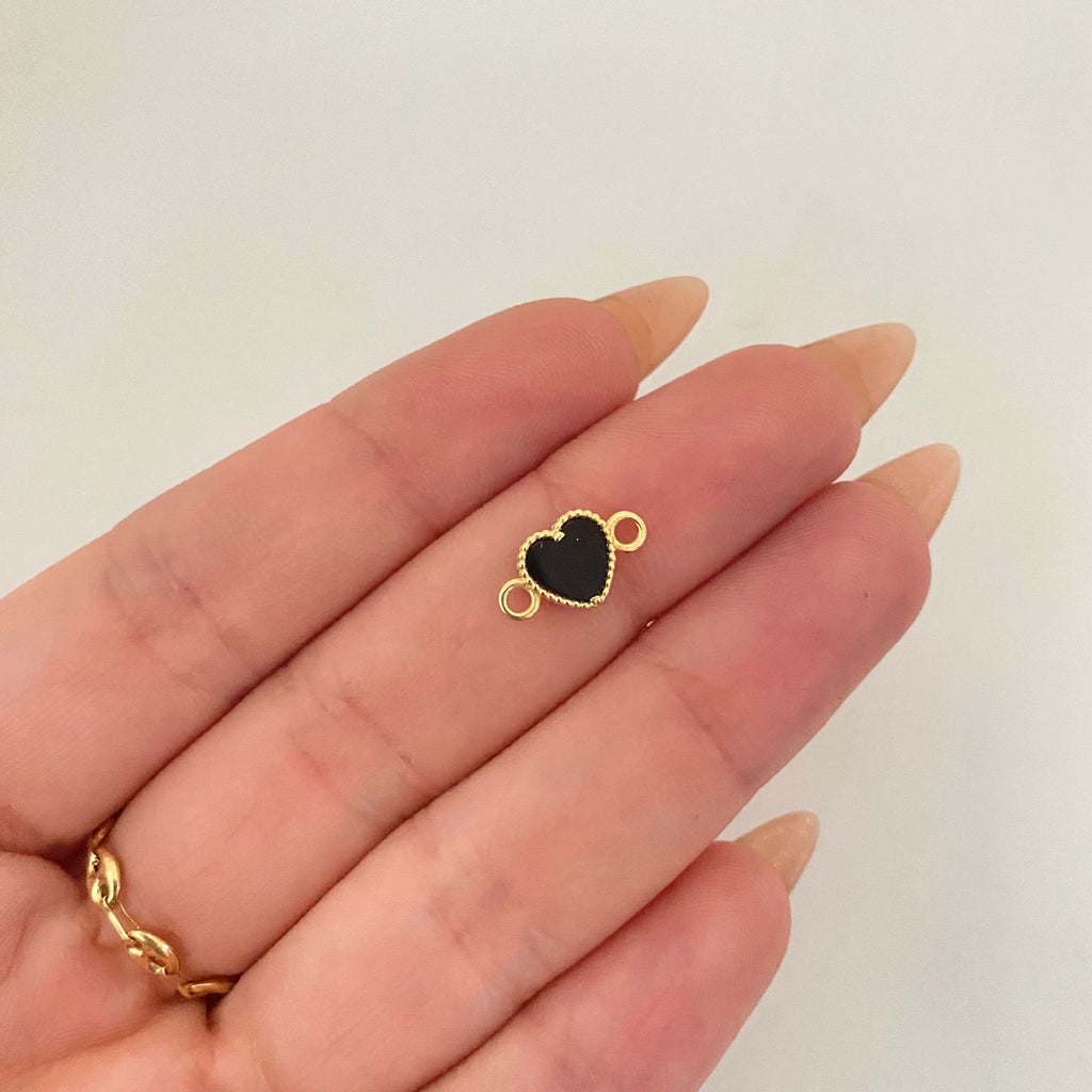 Herraje corazon fondo negro  Oro amarillo 18k 0,65 Gr / 1,7 Cm