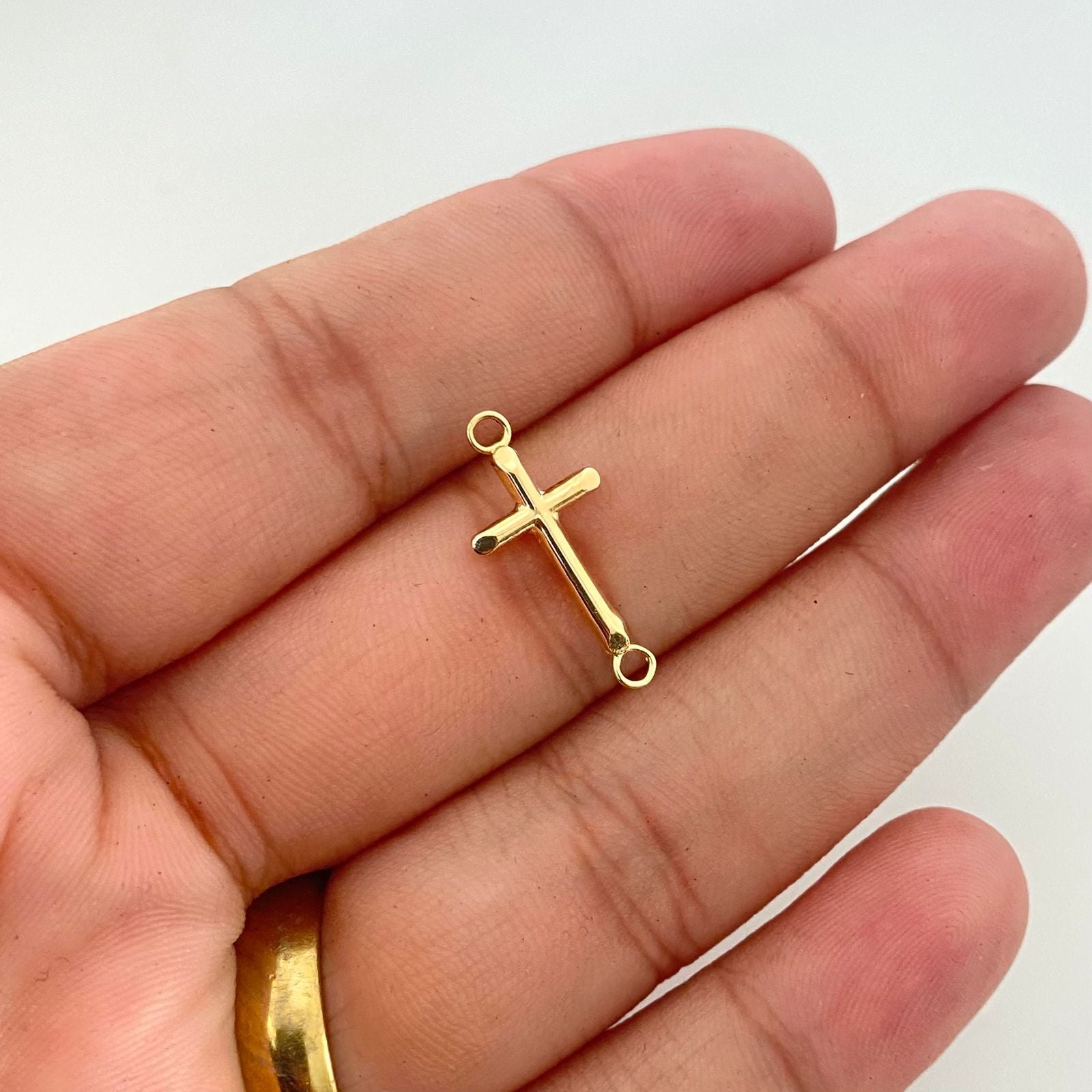 Herraje cruz lisa Oro amarillo 18k 0,35 Gr / 2,0 Cm