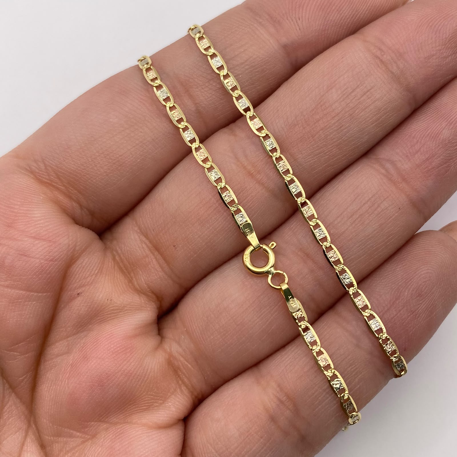Cadena It Plana diamantada Tres oros 18k 4,35 Gr / 2,1 mm / 60 Cm