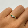 Anillo Solitario verde y blanco Oro amarillo 18k / Talla 7 / 1,1 Gr / 2 mm