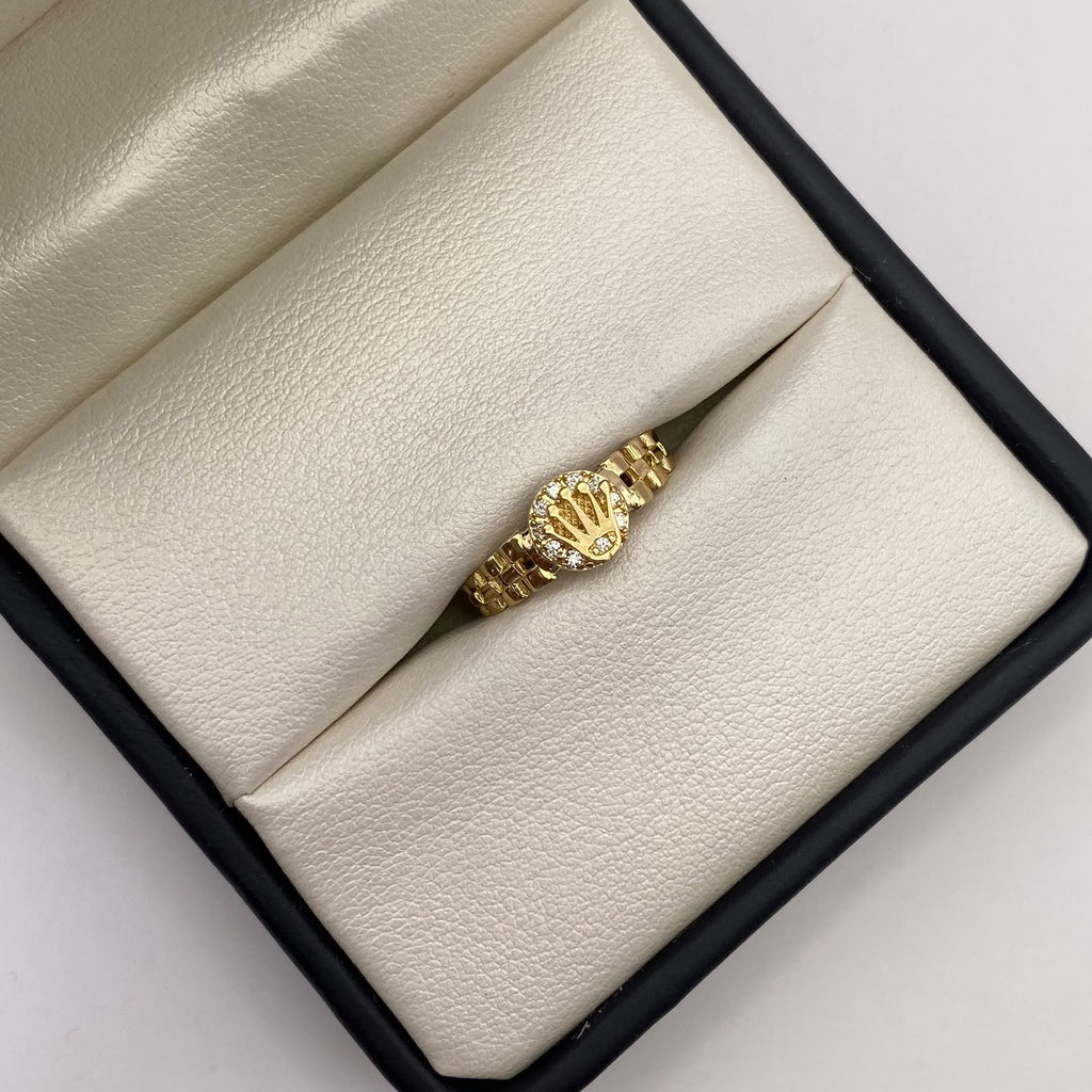Anillo Corona rx circones blancos Oro amarillo 18k / Talla 7 / 2,6 Gr / 2,6 mm