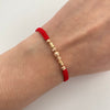 Pulsera tejida con cilindros y balines diamantados 5mm 4mm  Oro amarillo y Oro rosa 18k 0,75 Gr