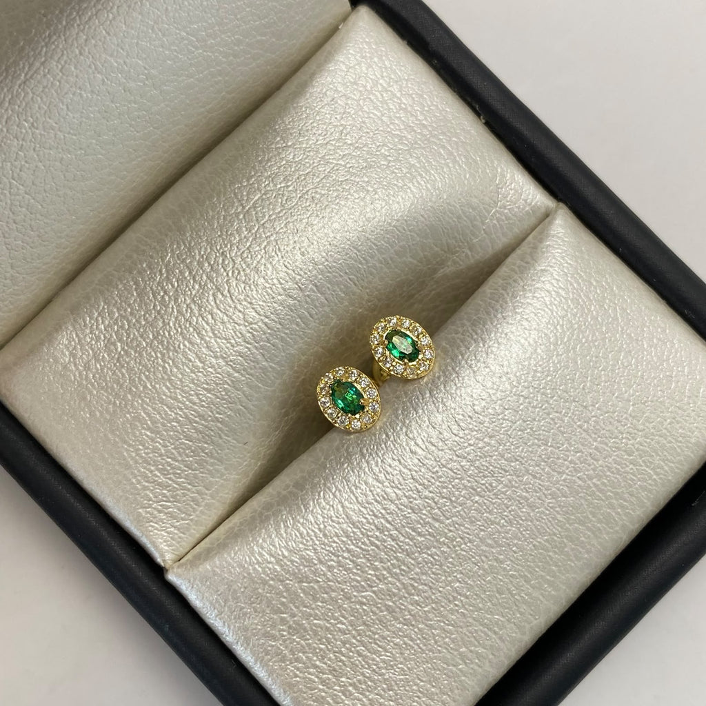 Topos ovalado circón verde Oro amarillo 18k 0,7 Gr / 4,4 mm