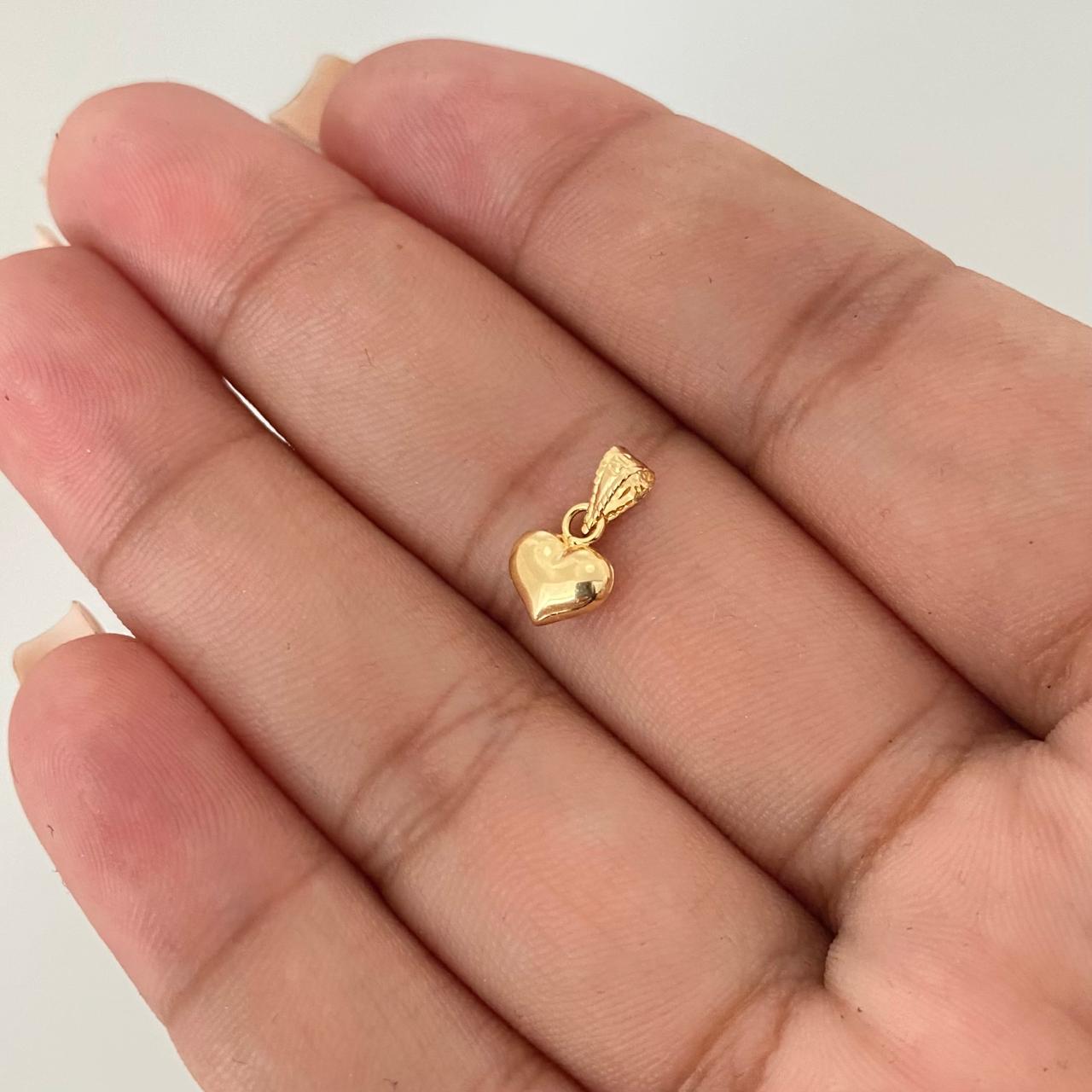 Dije mini corazón inflado Oro amarillo 18k 0,3 Gr / 1,0 Cm