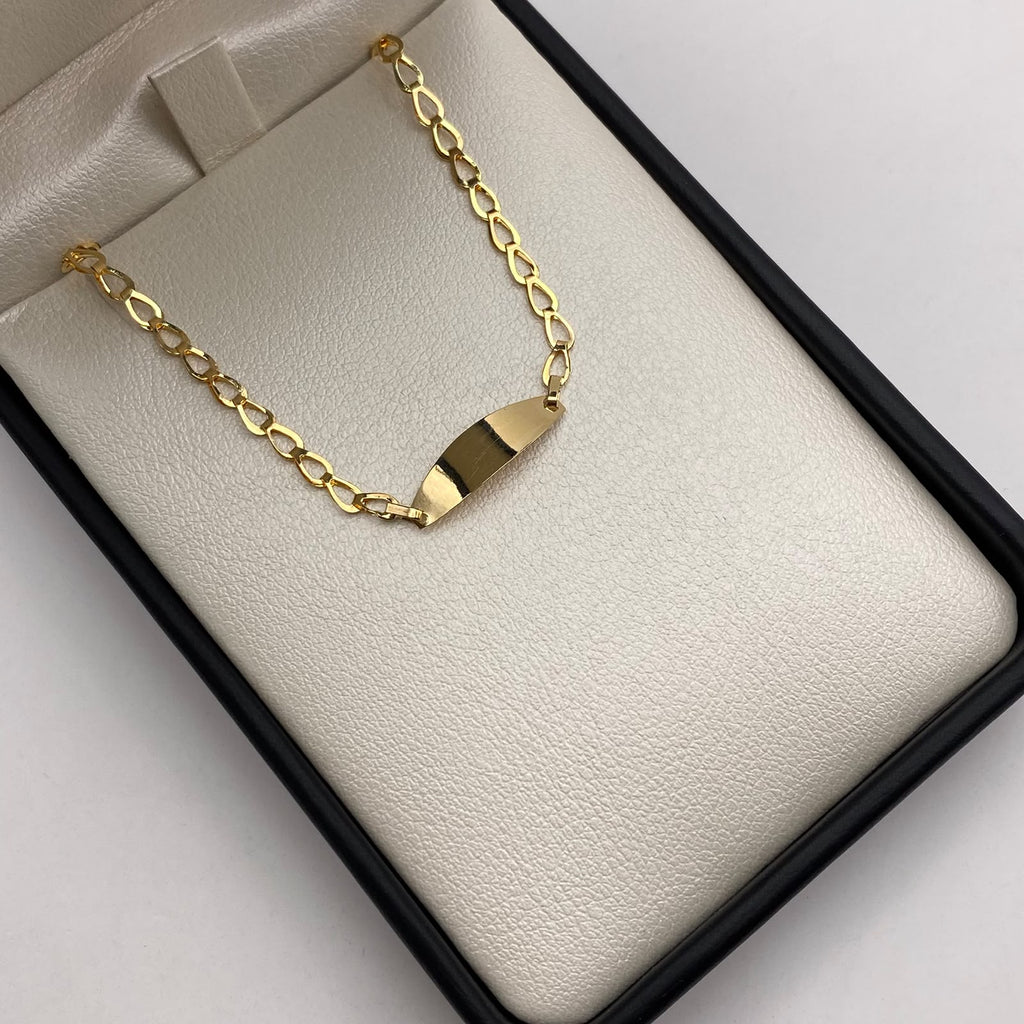 Pulso bebé tejido gota placa ovalo Oro amarillo 1,20 Gr / 15 Cm  Broche 0,15
