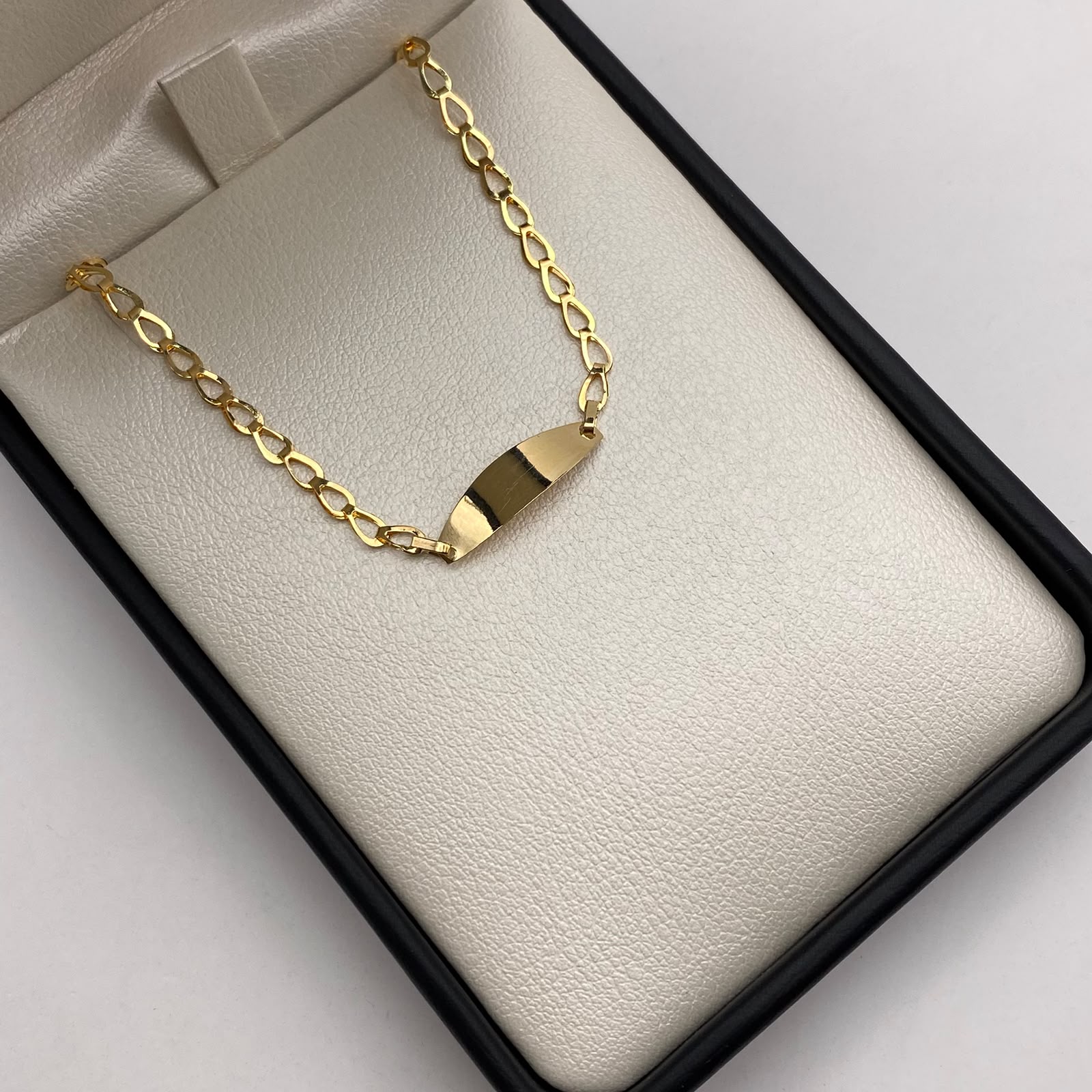 Pulso bebé tejido gota placa ovalo Oro amarillo 1,20 Gr / 15 Cm  Broche 0,15