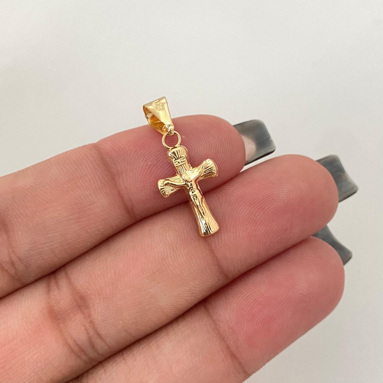 Dije cruz cristo fondo diamantado Oro amarillo 18k 0,6 Gr / 2,5 Cm