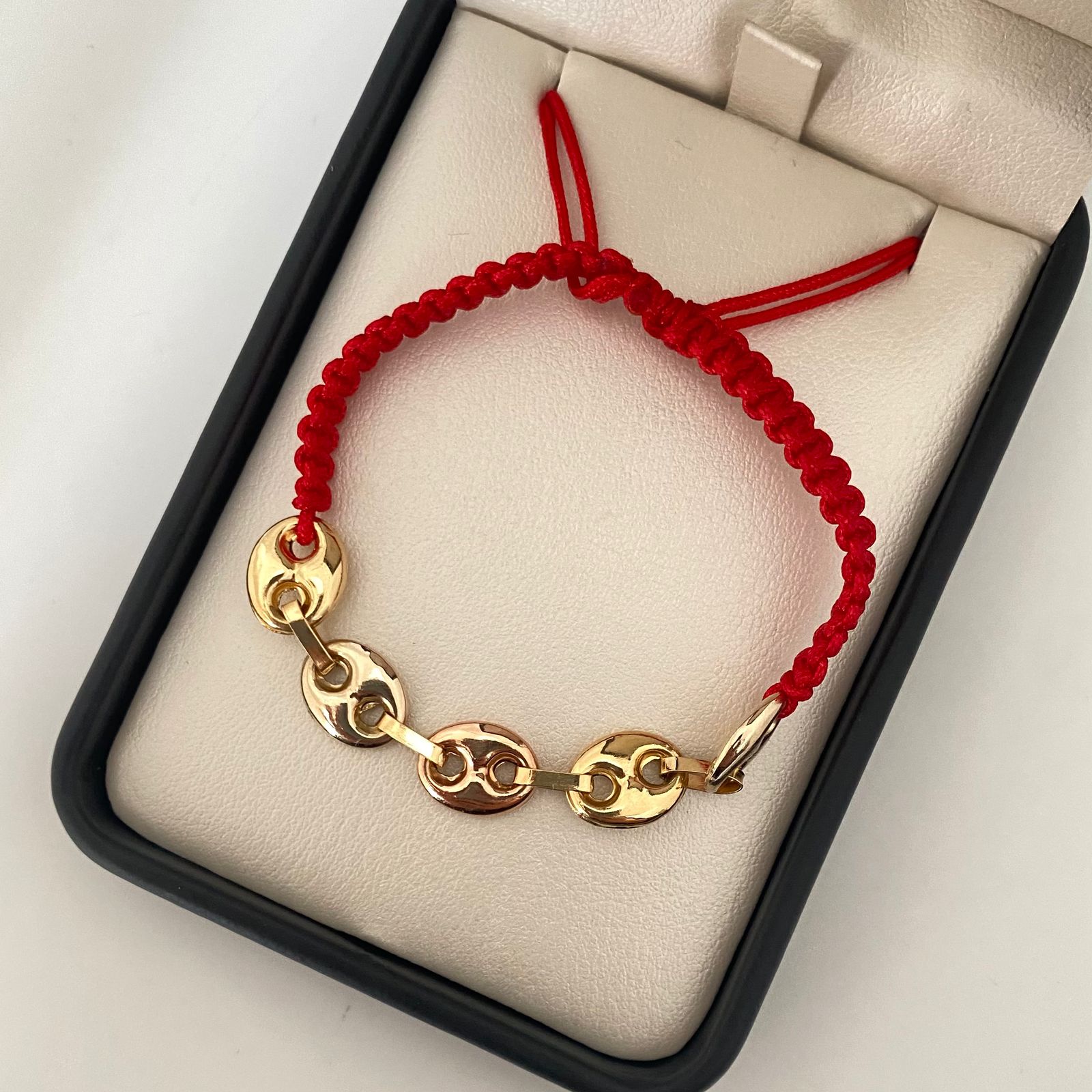 Pulsera tejida retazo gc Tres oros 18k 2,40 Gr