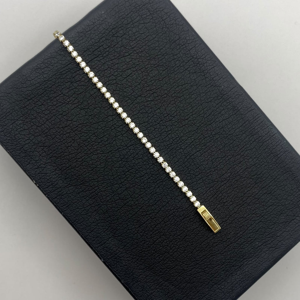 Pulso It tennis circón blanco Oro amarillo 18k 1,95 Gr / 1,6 mm / 18 Cm
