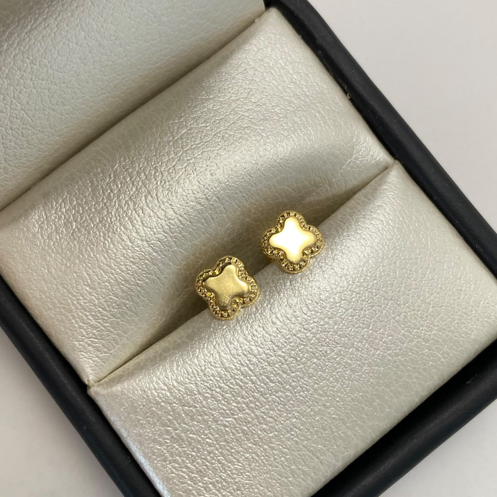 Topos trebol borde diamantado Oro amarillo 18k 0,5 Gr / 6,5 mm