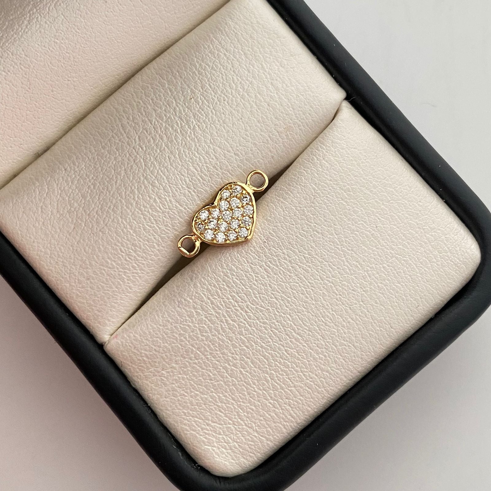 Herraje corazon con circones blancos  Oro amarillo 18k 0,6 Gr / 14,06 Cm