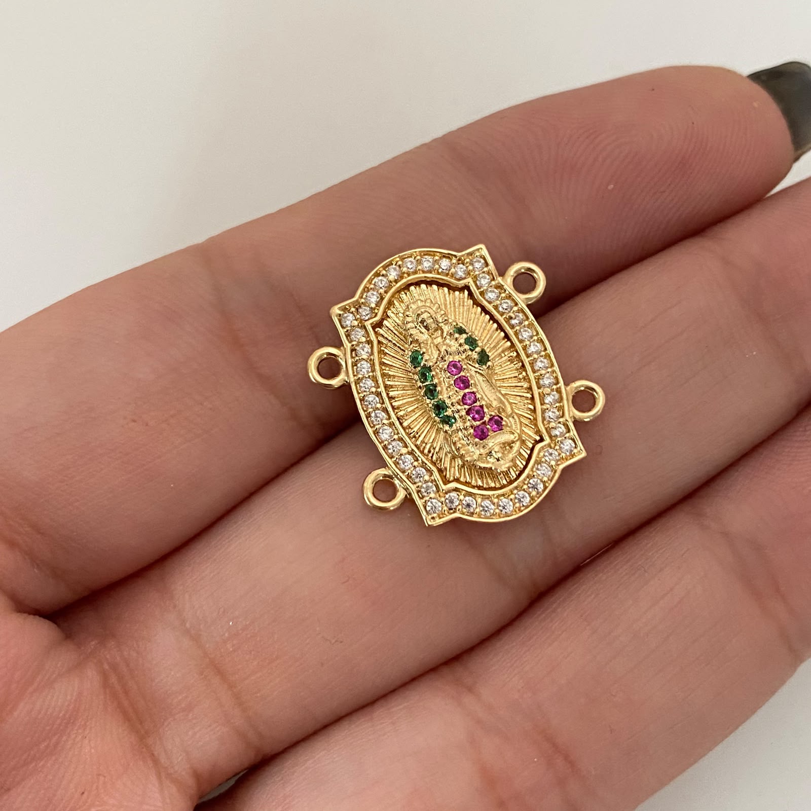 Herraje Doble Casting Virgen de Guadalupe Oro amarillo 18k 3,3 Gr / 18 Cm