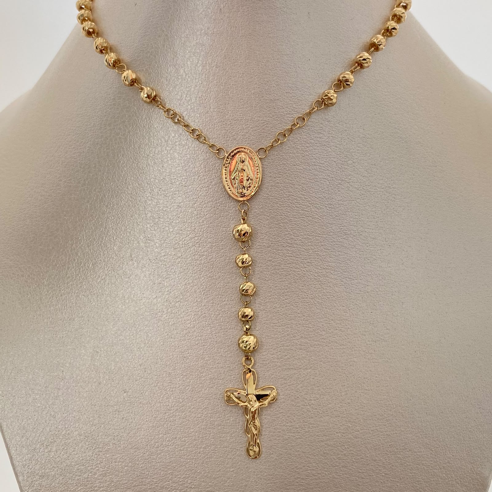 Rosario Virgen Milagrosa Oro amarillo 18k 10,80 Gr / 4 mm / 60 Cm Broche 0,40