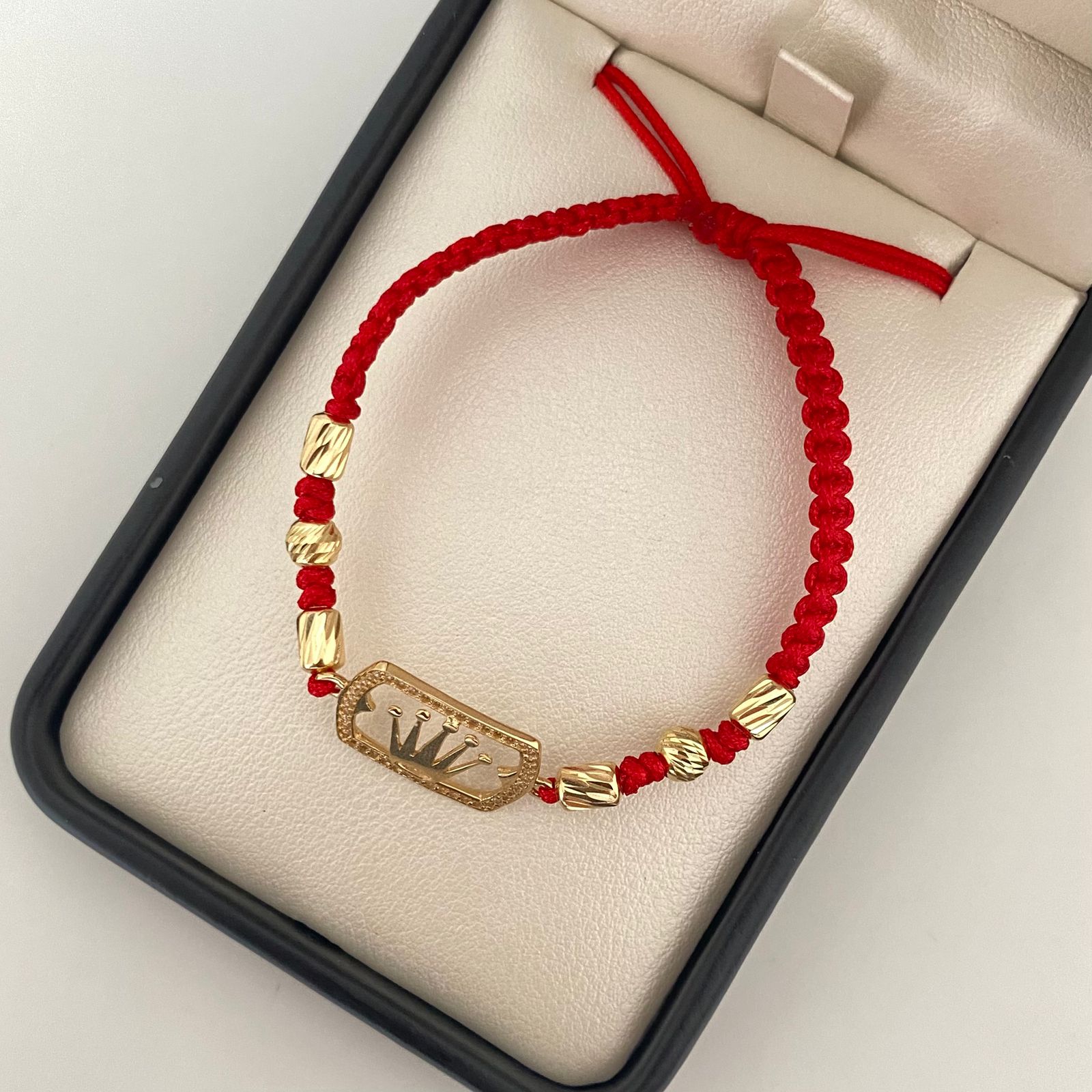 Pulsera tejida herraje corona borde casting balines diamantados #5 y cilindros diamantados #4 Oro amarillo 18k +1 / 2,70 Gr