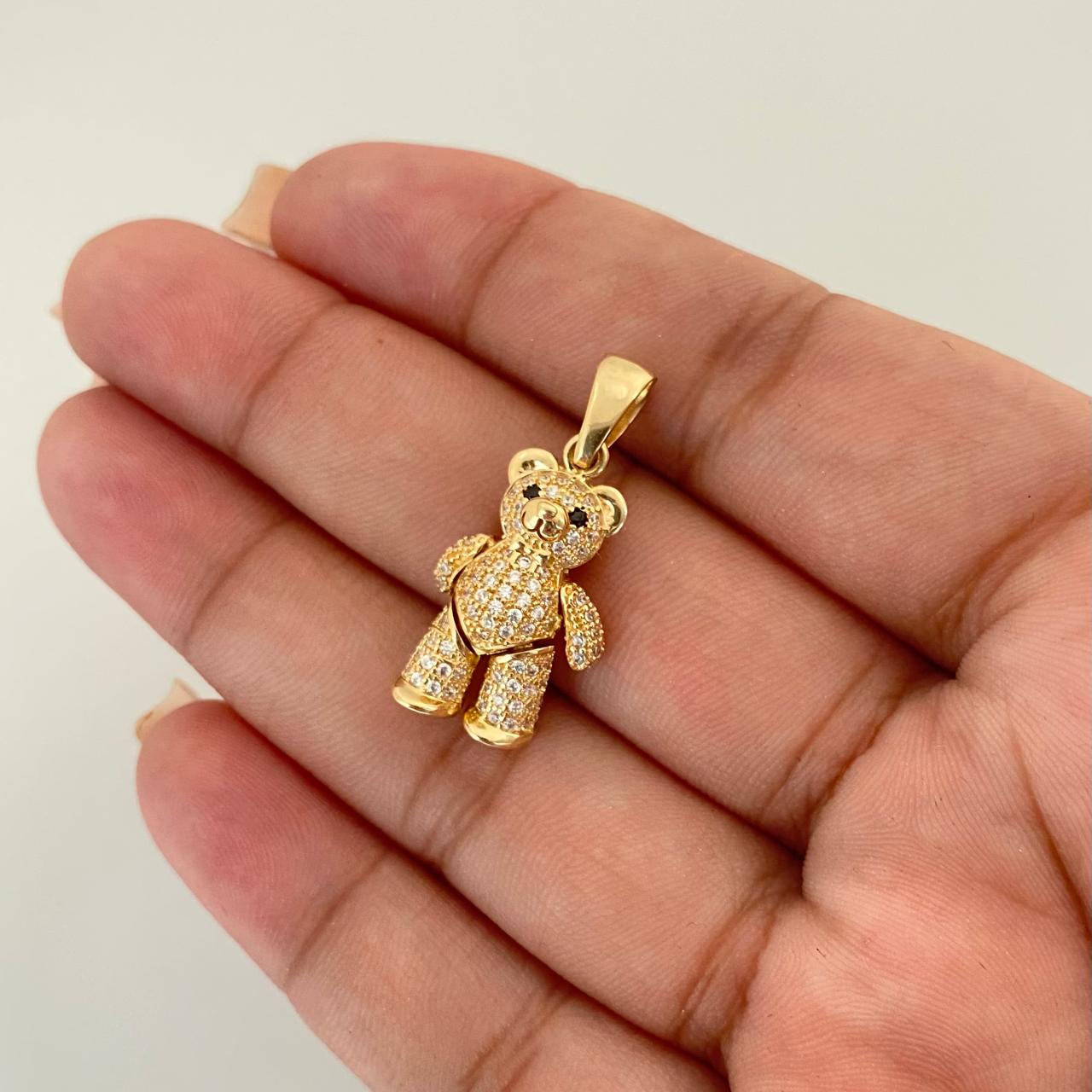 Dije oso articulado ojos negros Oro amarillo 18k 4,45 Gr / 3,0 Cm