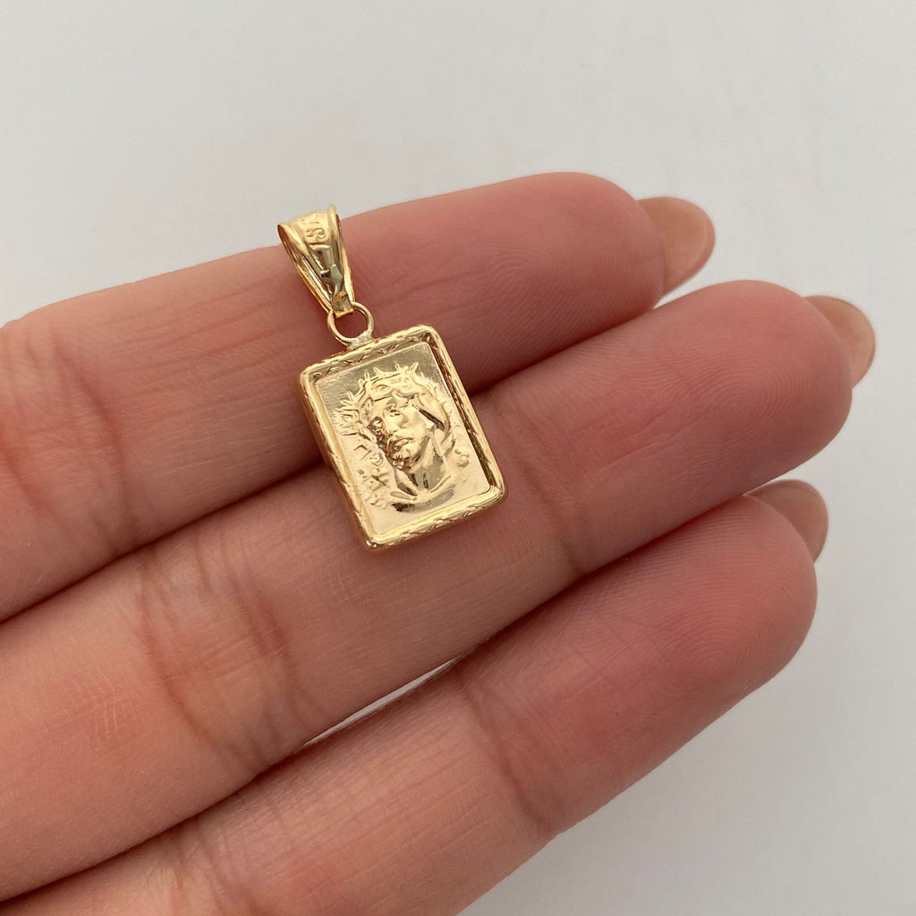 Dije Placa Rostro Oro amarillo 18k 0,95 Gr / 10,2 mm / 2,1 Cm
