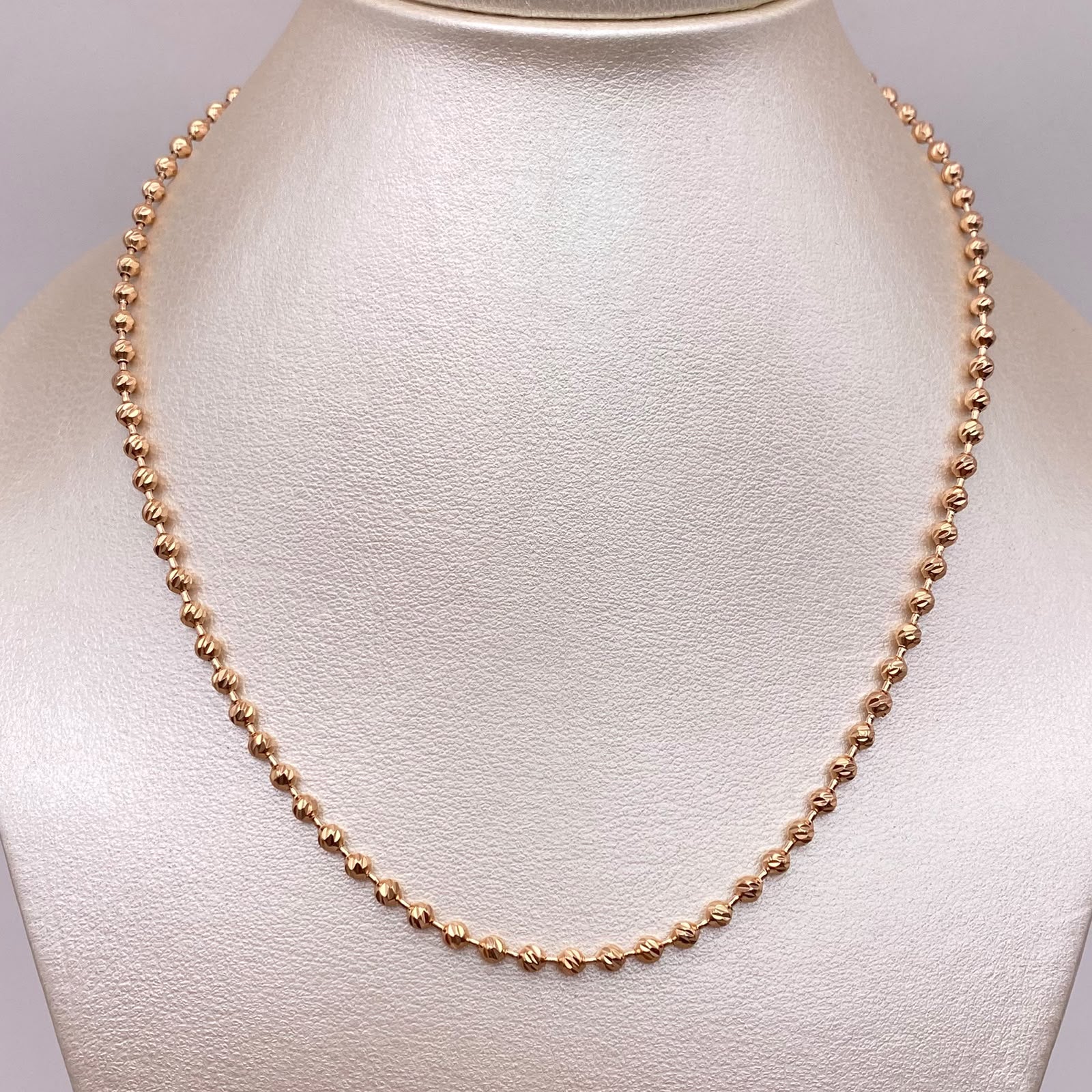 Cadena Militar Luna diamantada Oro rosa 18k 16,35 Gr / 3 mm / 60 Cm Broche 0,40