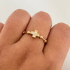 Anillo denario centro cruz circones Oro amarillo 18k / Talla 10 / 3,80 Gr